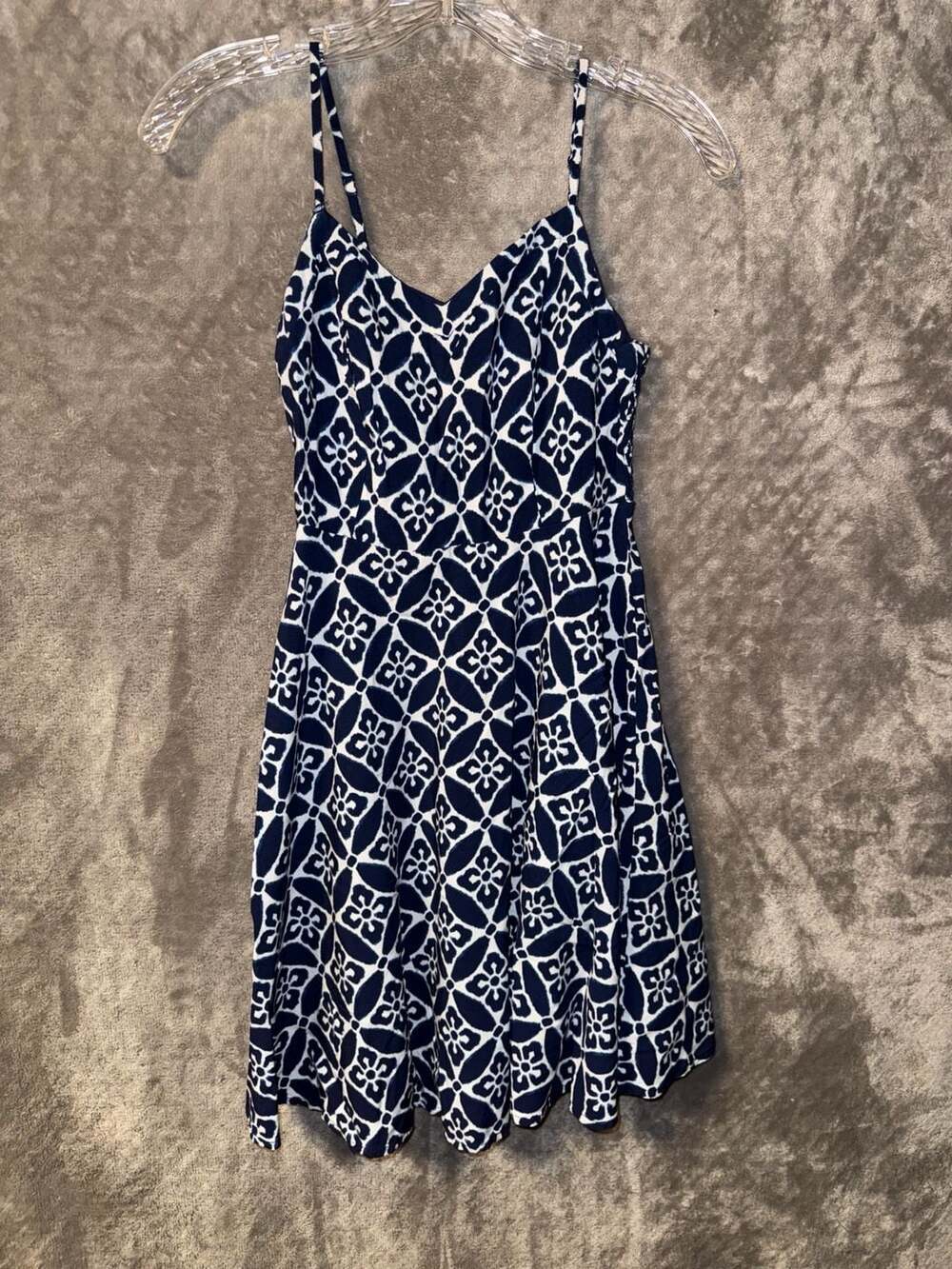 Old Navy Blue and White Geometric Print Sleeveless Dress Size XS